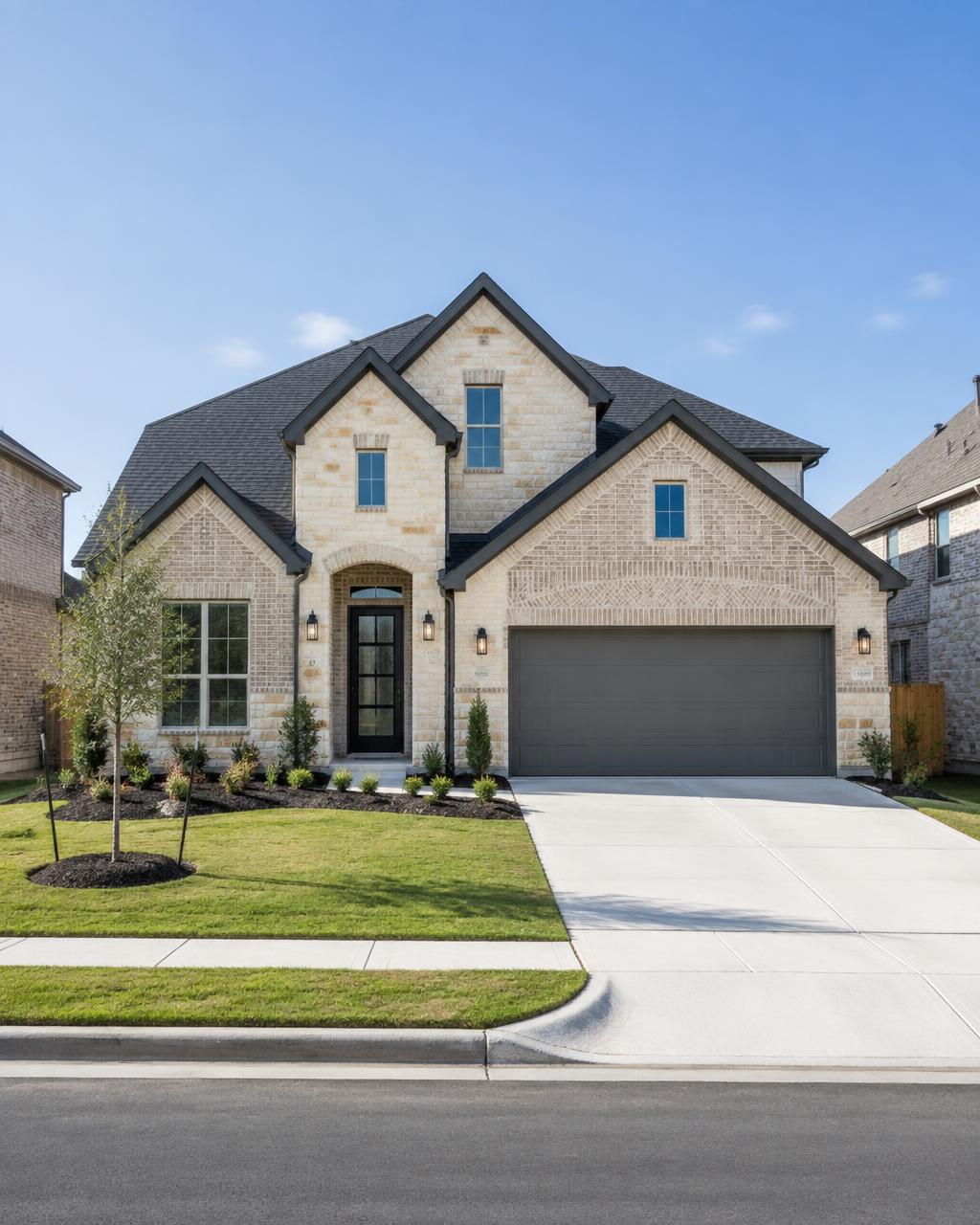 A newer-construction limestone home in a Georgetown master-planned community
